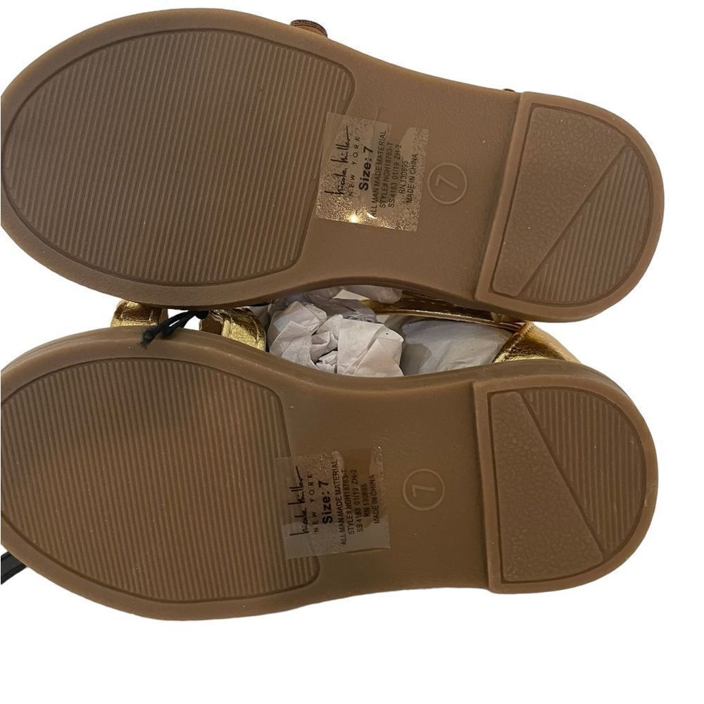 112- GIRLS GLADIATOR SANDALS IN SPARKLING GOLD BY NICOLE MILLER sz 7 - Picture 4 of 6